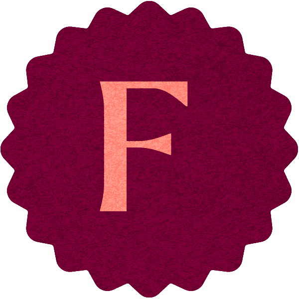 Large badge showing the letter F