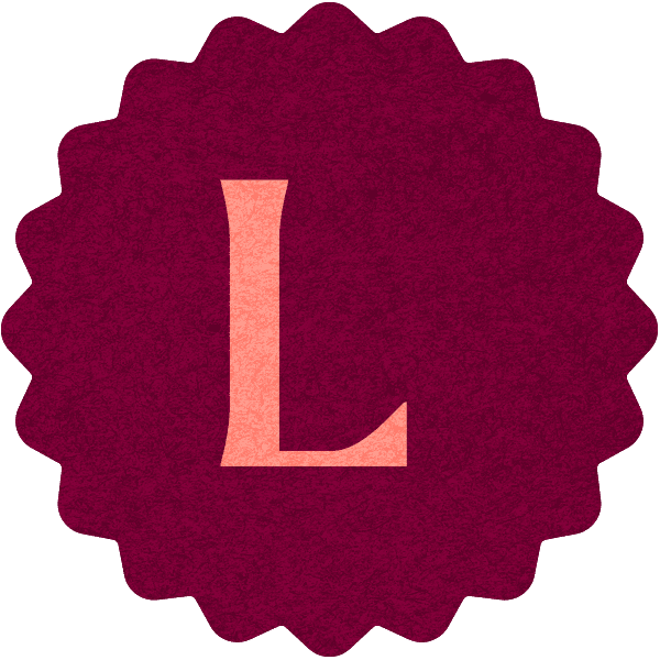 Large badge showing the letter L